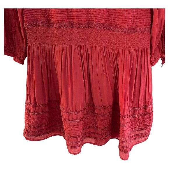 Sea New York Size 4 Red Azzedine Mini Dress Long Sleeve Boho Peasant Flaw - Picture 13 of 16
